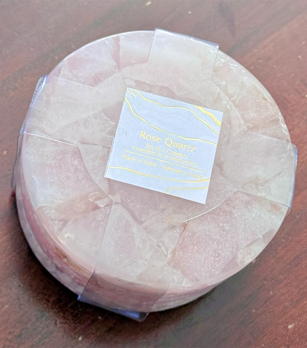 New Genuine Rose Quartz Crystal Coasters Set Of 4 Made In India - photo 2