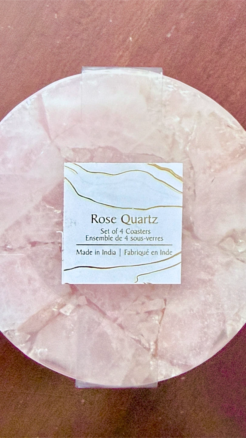 New Genuine Rose Quartz Crystal Coasters Set Of 4 Made In India - photo 3
