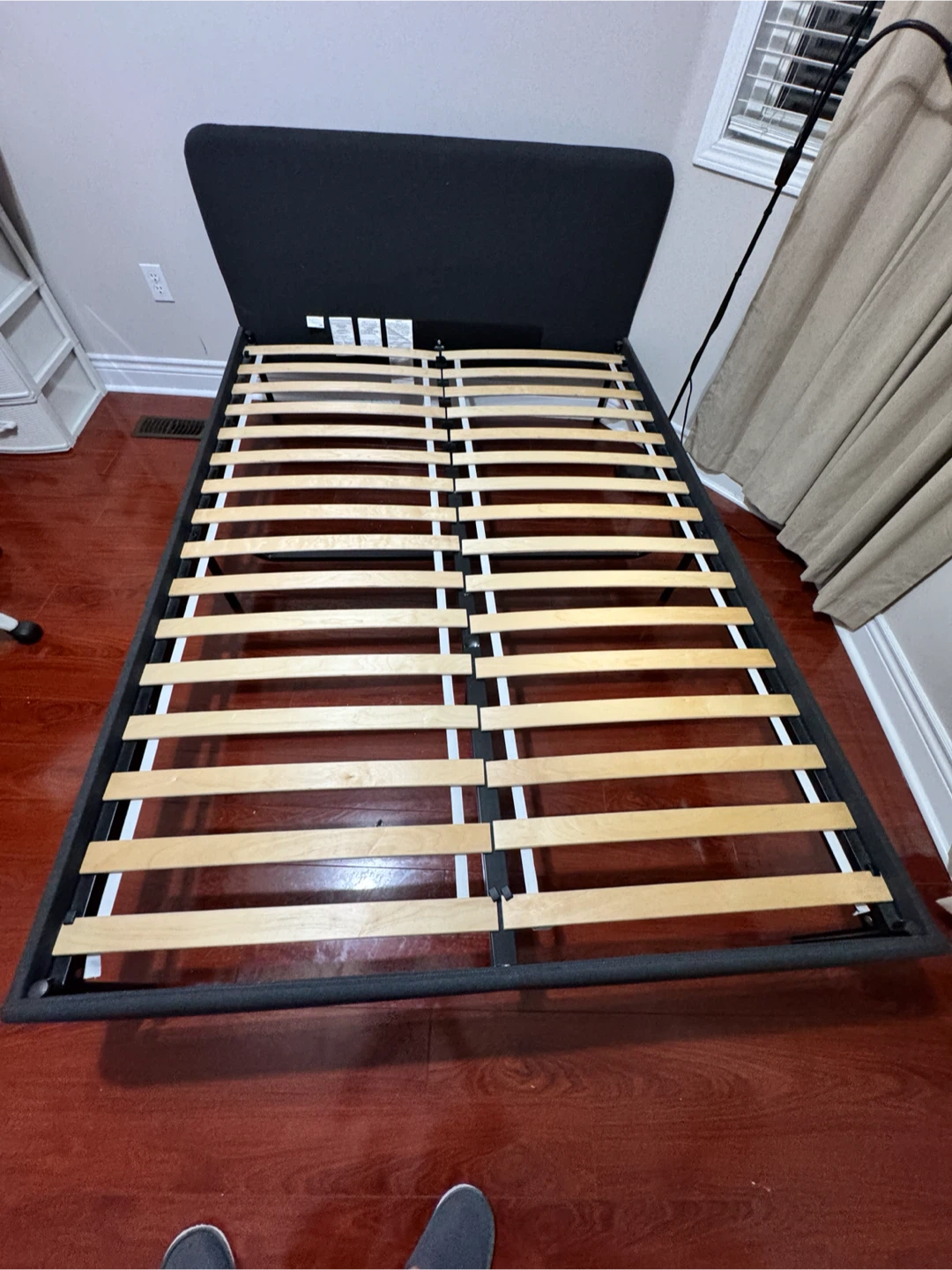 IKEA Black Bed Frame with White Mattress