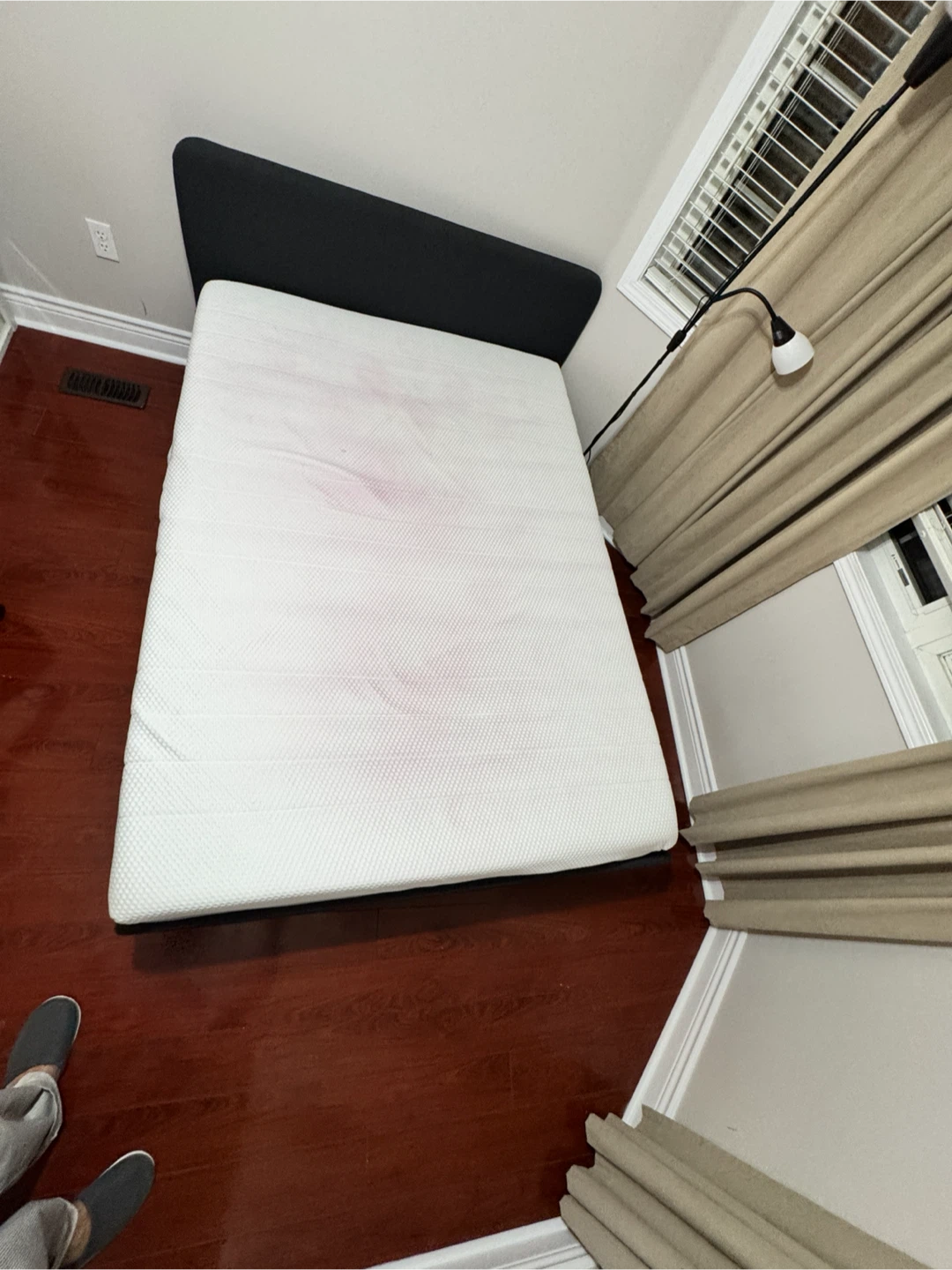 IKEA Black Bed Frame with White Mattress - photo 2