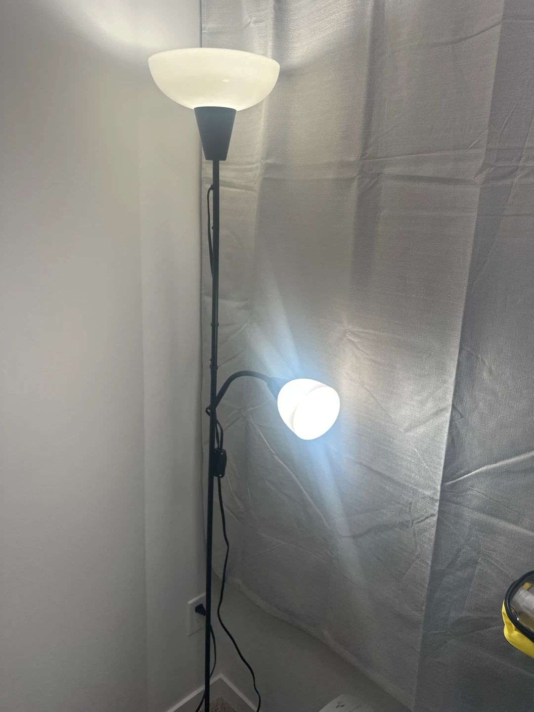 Black Floor Lamp with Adjustable Reading Light