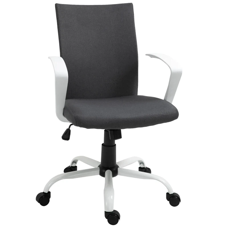 Grey Fabric Office Chair with White Arms and Base - photo 4