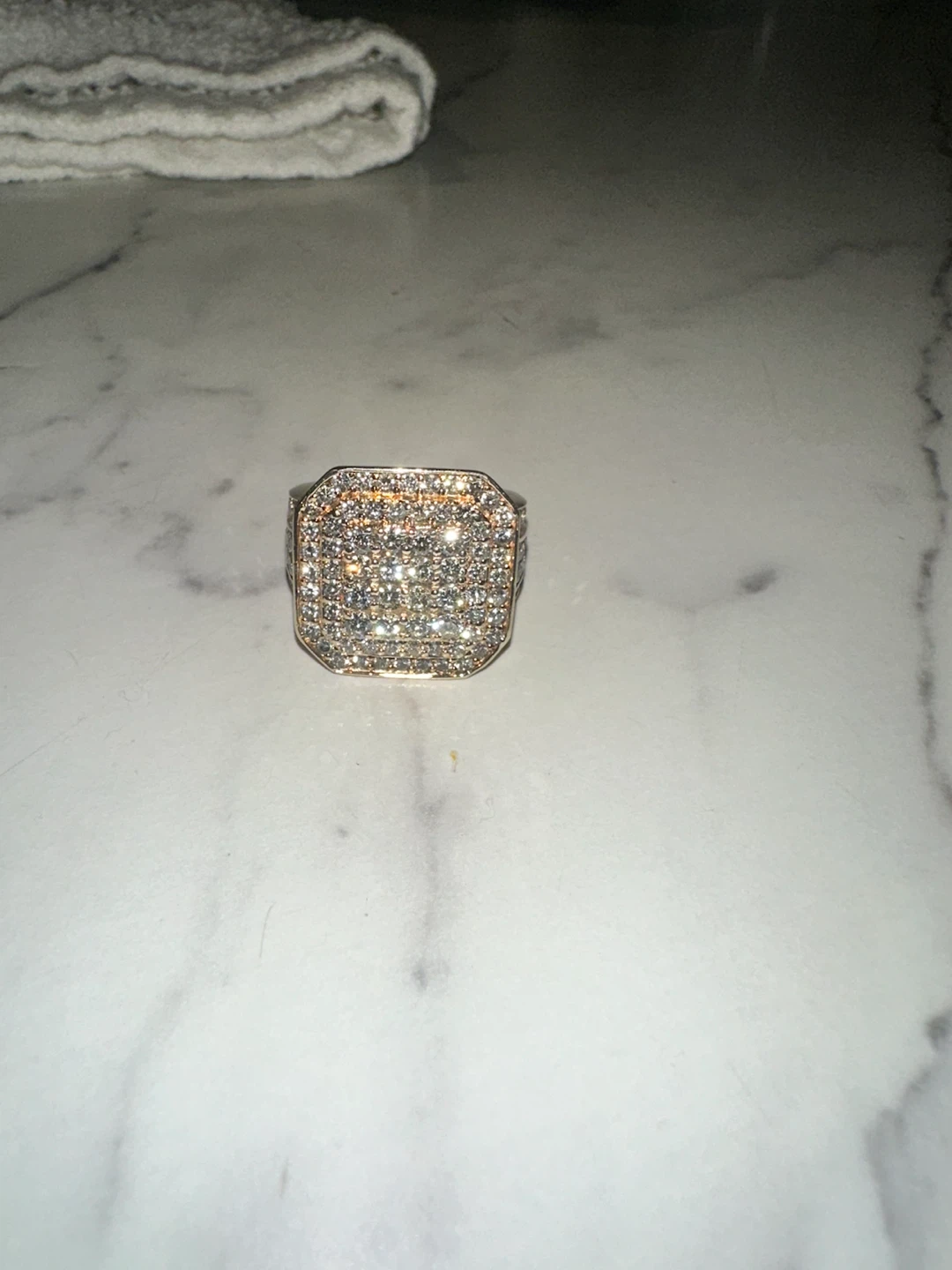 Solid Gold ring with diamonds-13g