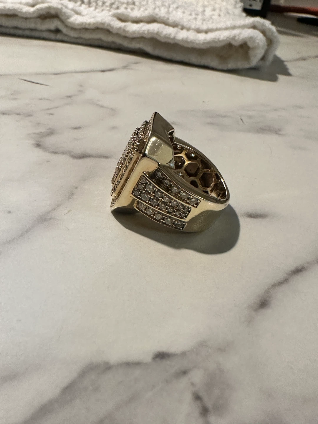 Solid Gold ring with diamonds-13g - photo 4