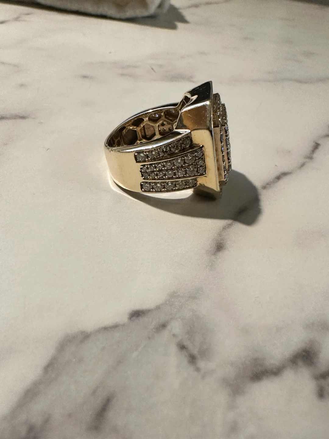 Solid Gold ring with diamonds-13g - photo 5