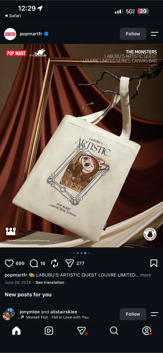 POP MART Labubu's Artistic Quest Canvas Bag