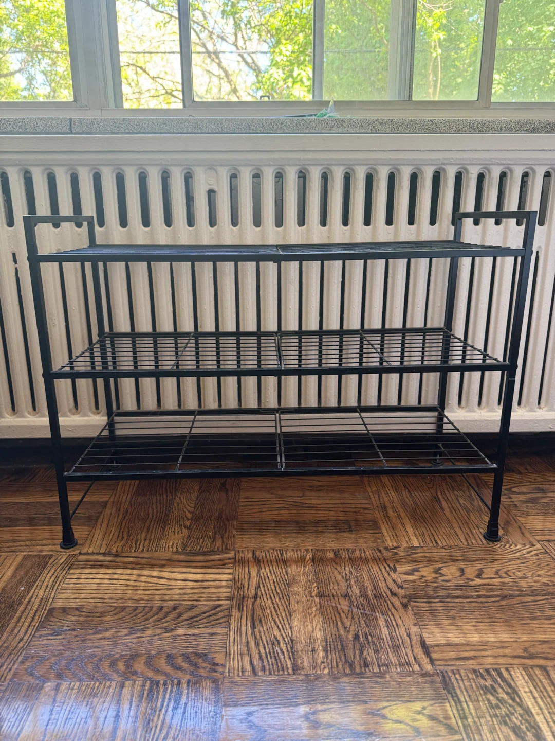 Black Metal 3-Tier Shoe Rack