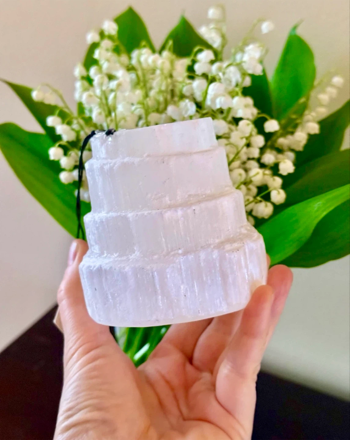 NWT Moroccan Selenite Crystal 4 Tier Candle Holder