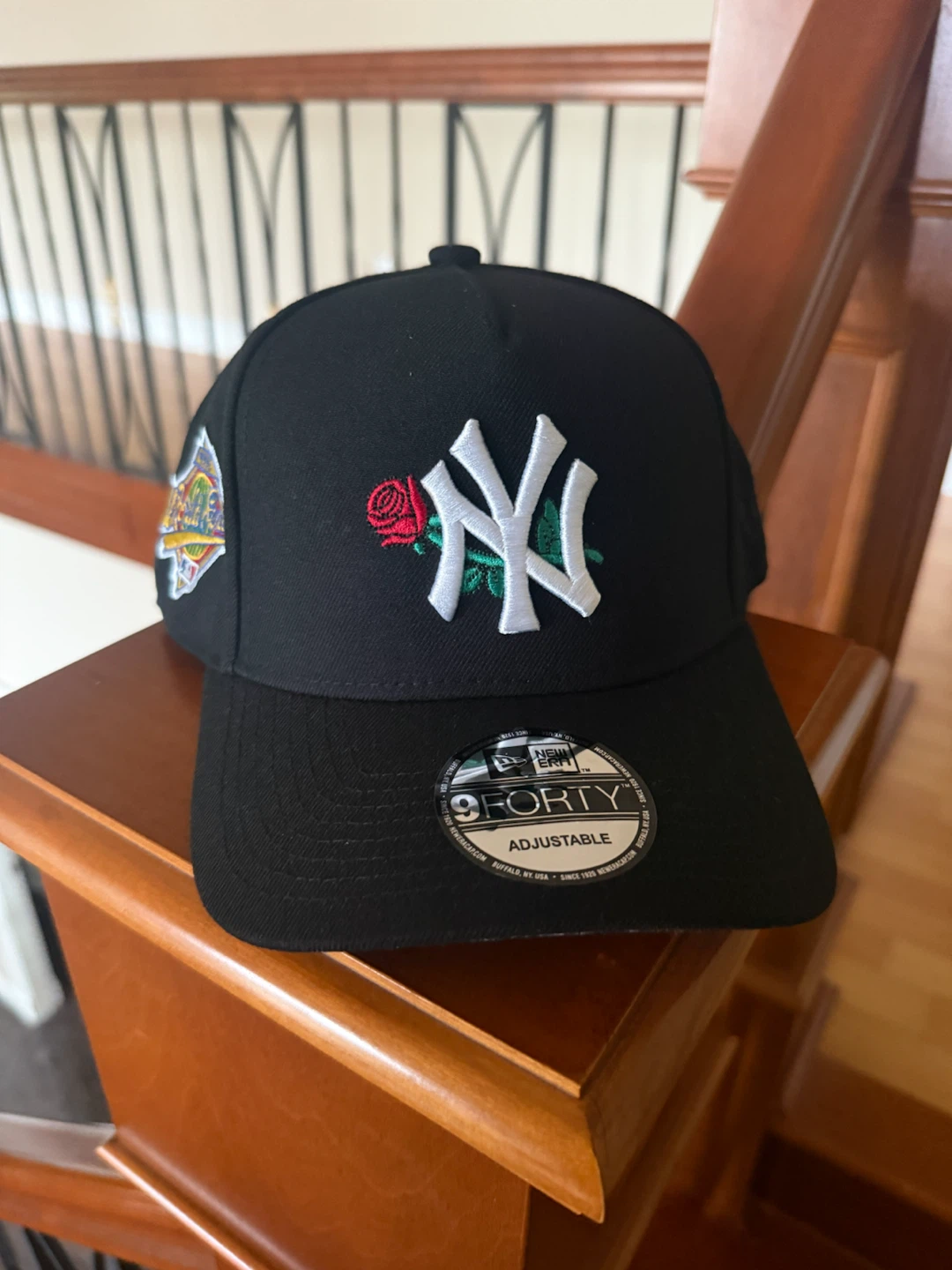 New York Yankees Black with white Rose logo Adjustable Cap (New)