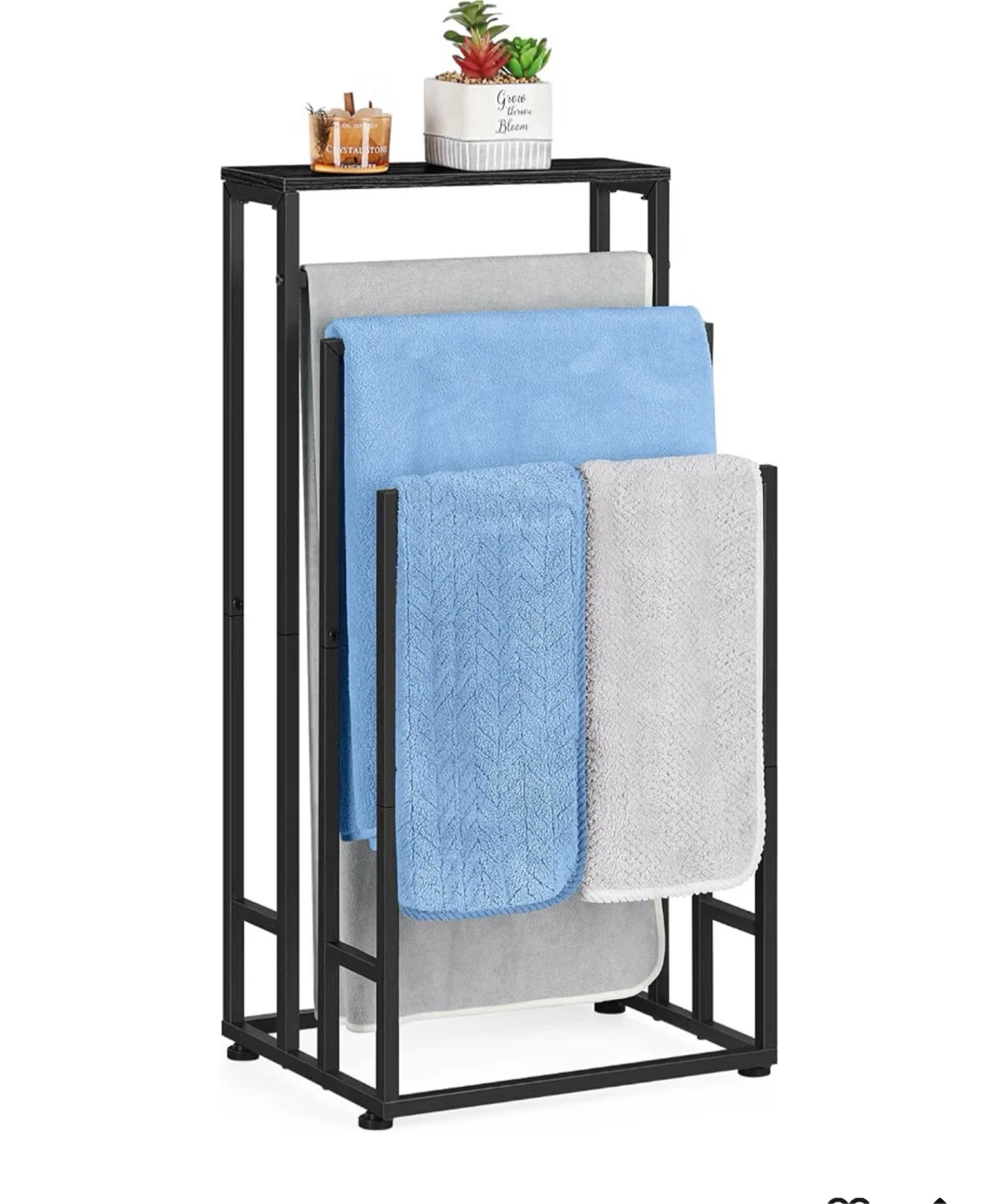 Black 3-Tier Towel Rack with Shelf