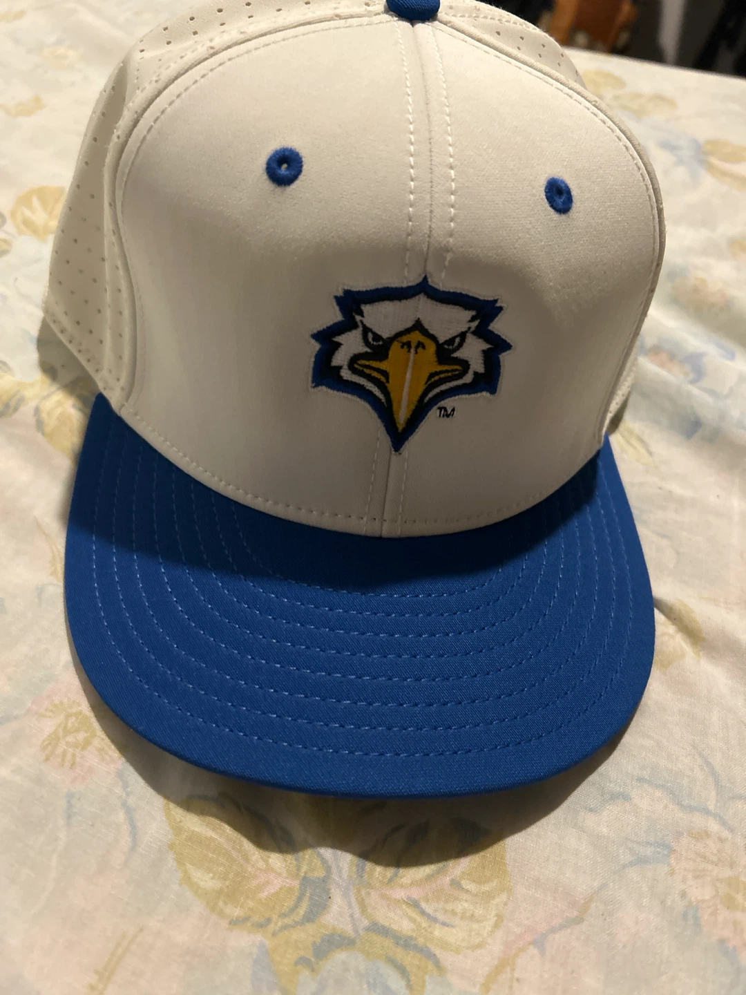 White and Blue Baseball Cap with Eagle Logo