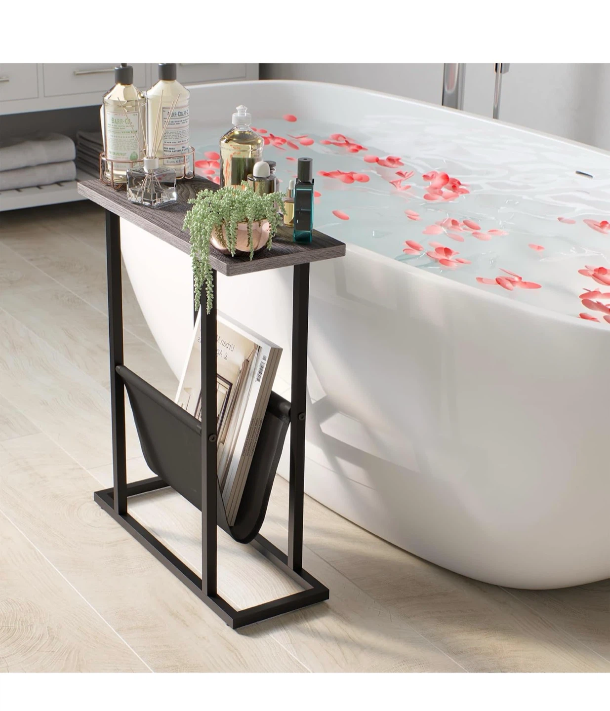 Narrow Side Table with Magazine Holder - photo 3