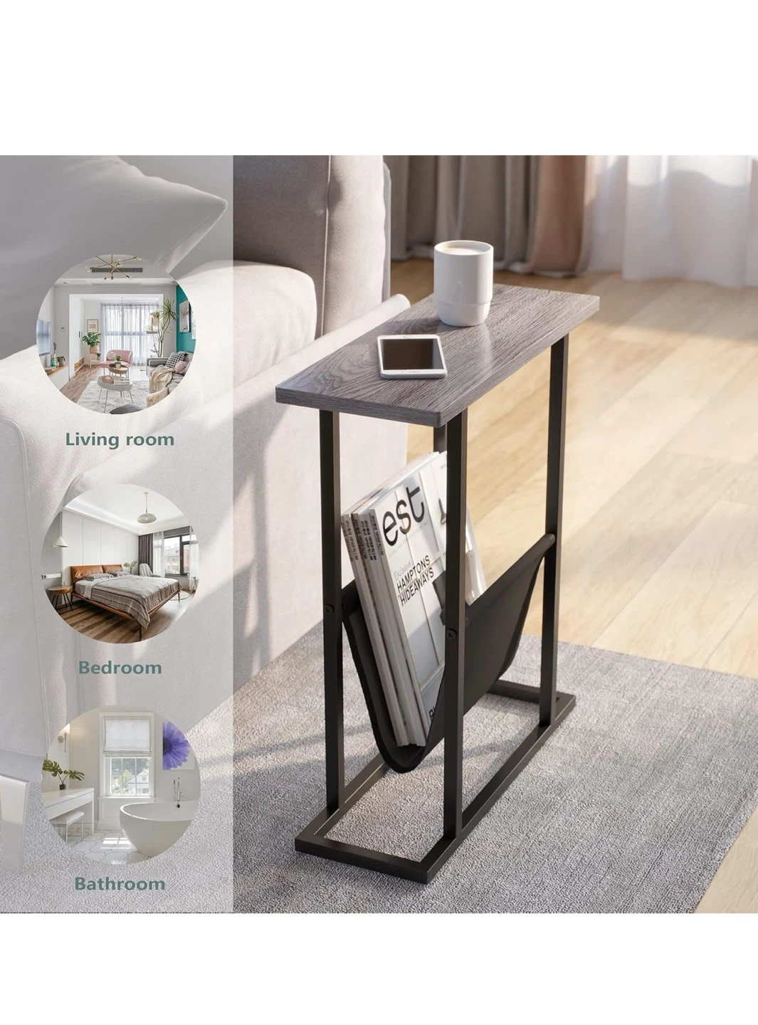 Narrow Side Table with Magazine Holder - photo 5