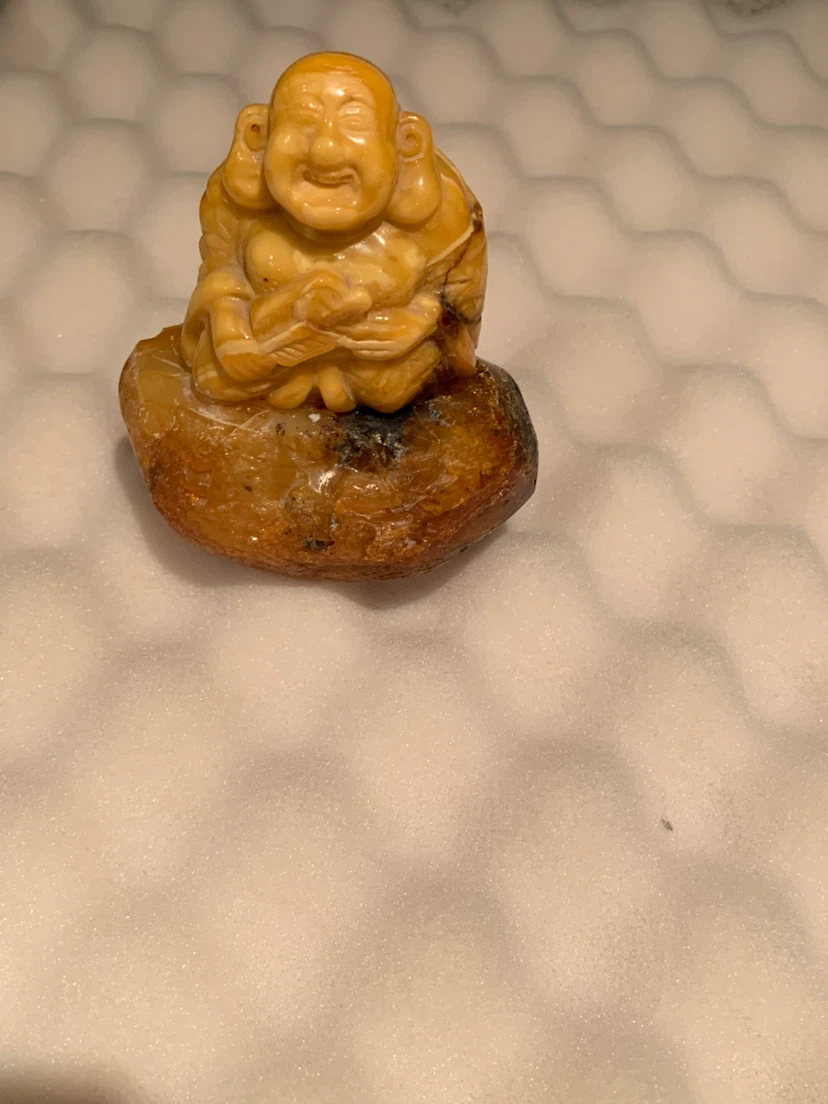 Carved Buddha Figurine on Stone Base