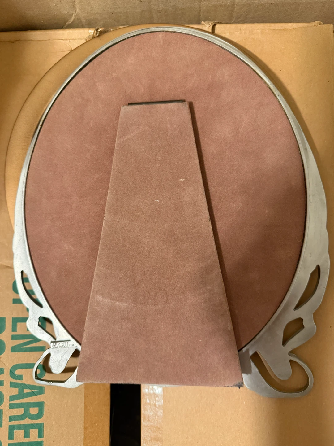 Vintage Seagull Pewter Art Nouveau Oval Vanity Mirror - photo 3
