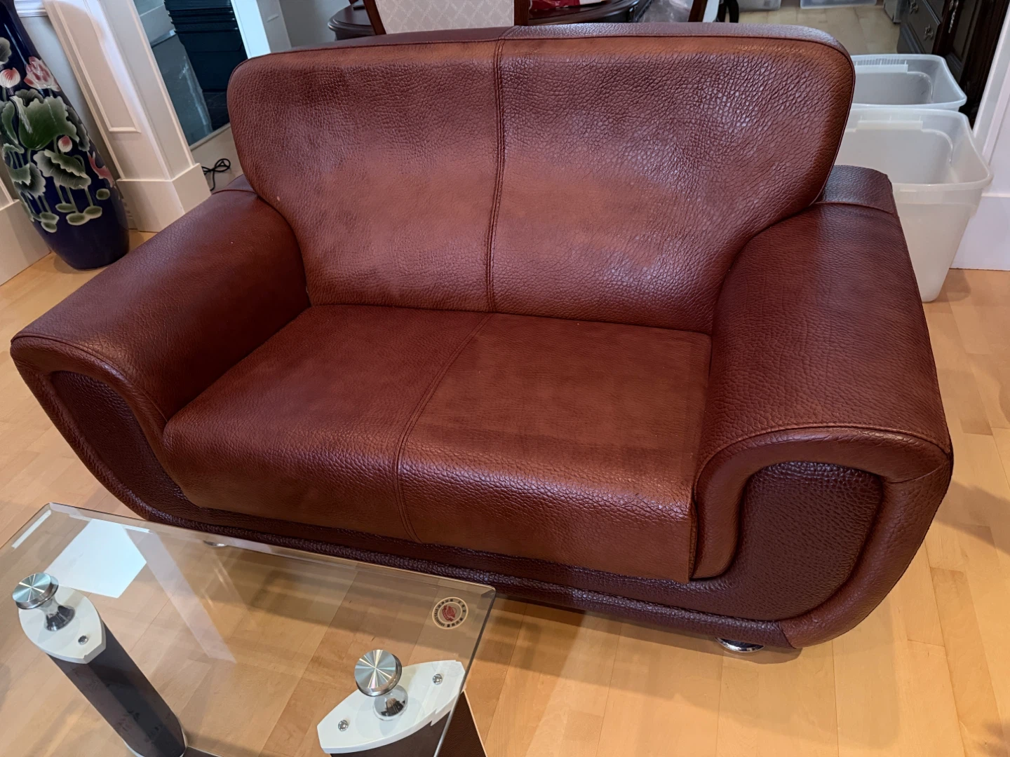 Set of 3 Brown Leather Sofa - photo 3