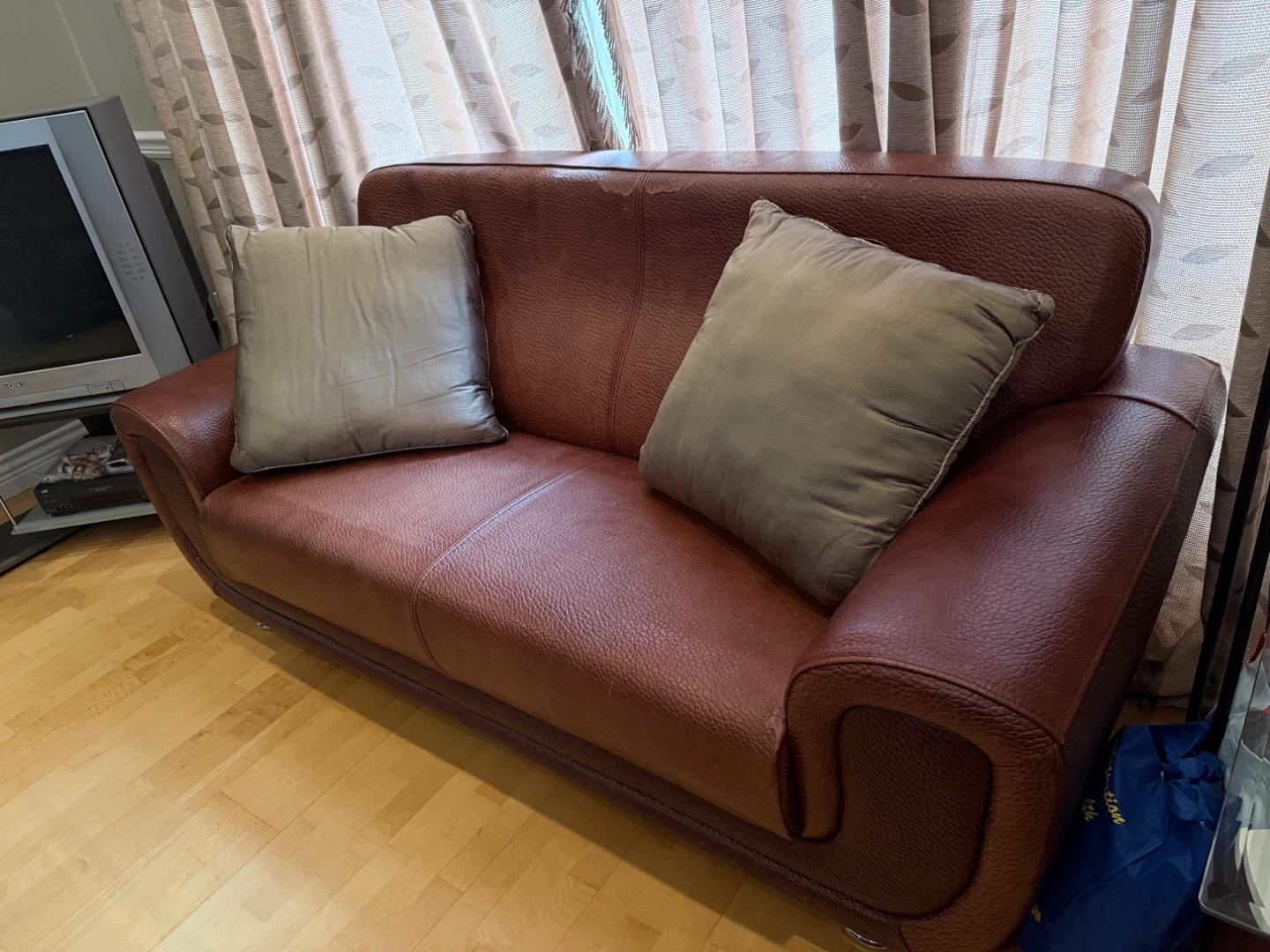 Set of 3 Brown Leather Sofa - photo 2