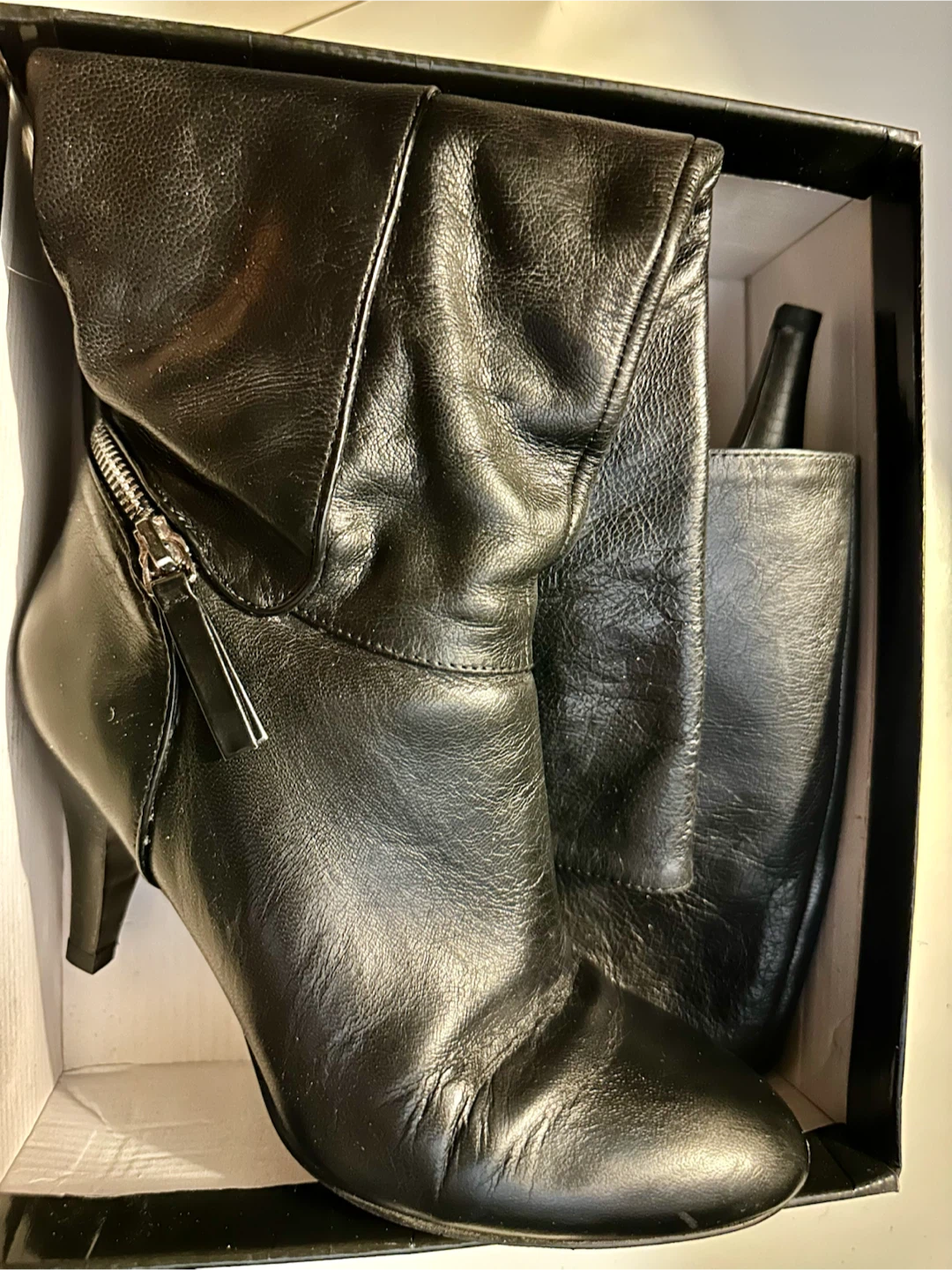 Nine West Black Leather Tall Boot Heels - photo 2