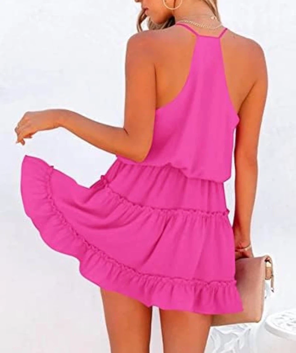 Pink Spaghetti Strap Ruffle Dress - photo 2