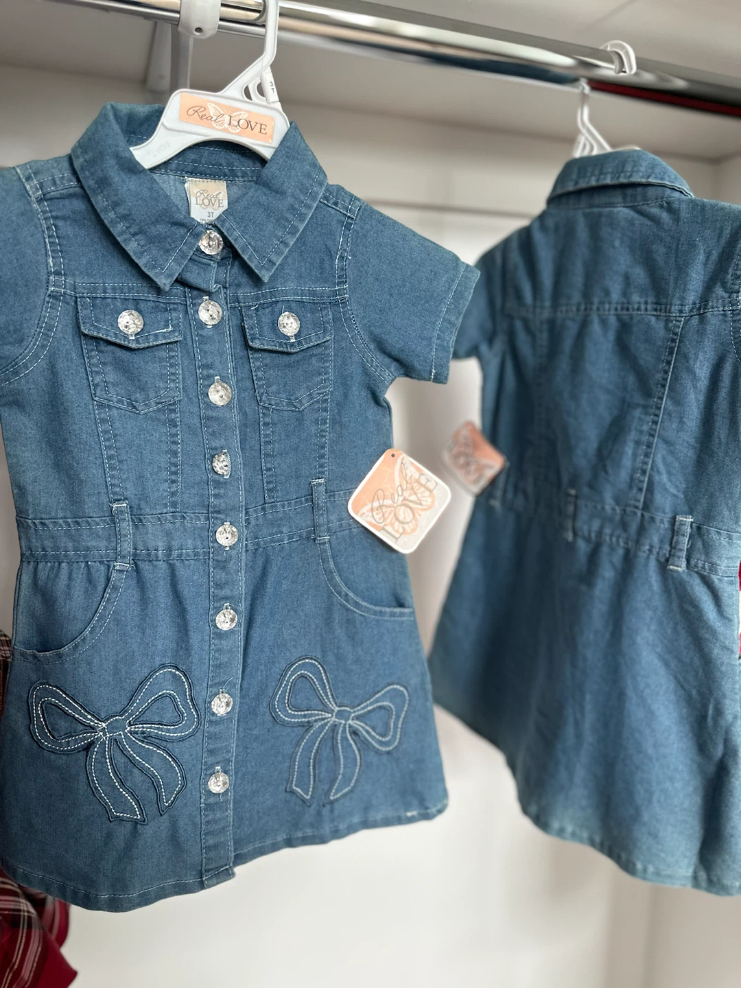 Girl's Denim Dress with Bows