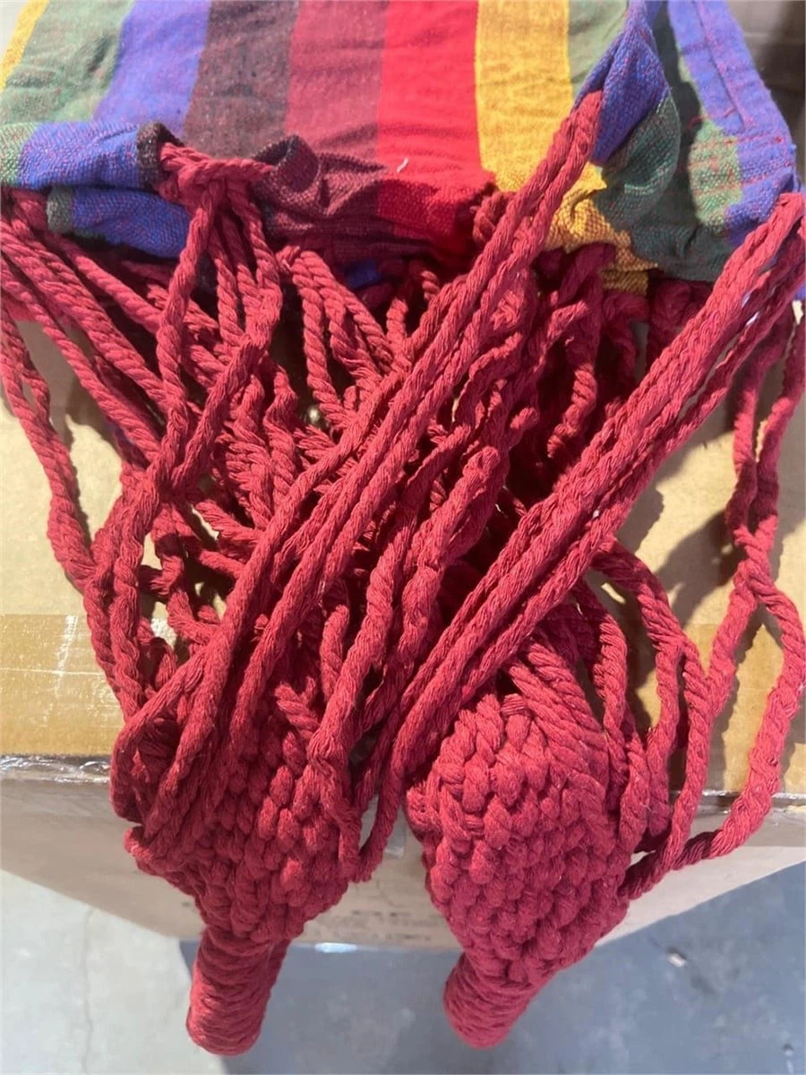 Rainbow Striped Hammock with Straps and Carabiners - photo 4