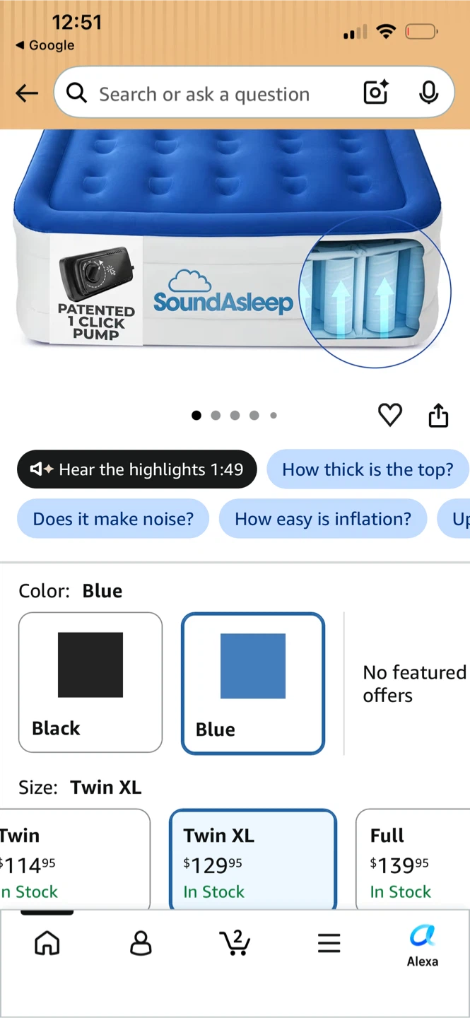SoundAsleep Dream Series Air Mattress Twin XL Blue - photo 2