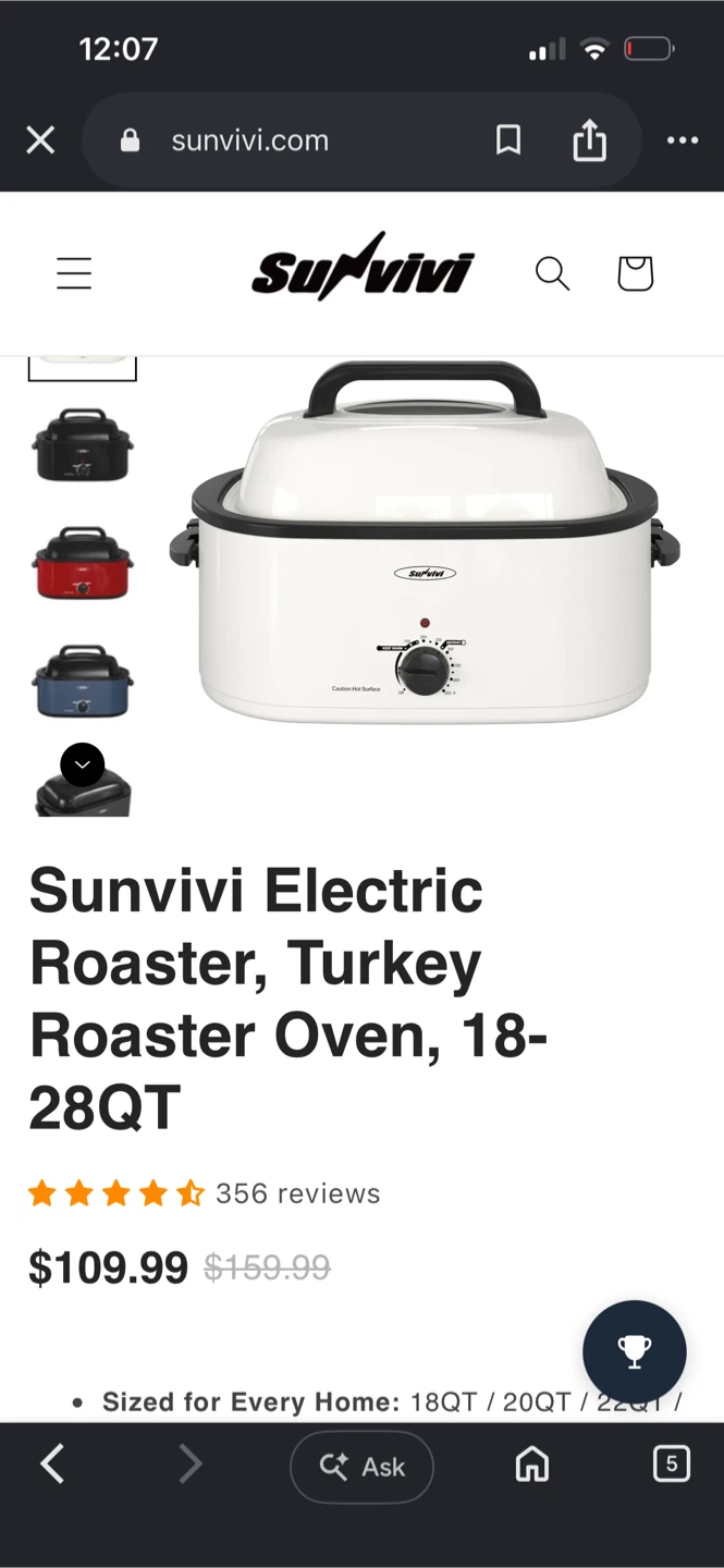 Sunvivi Electric Roaster Turkey Oven 18-28QT - photo 2