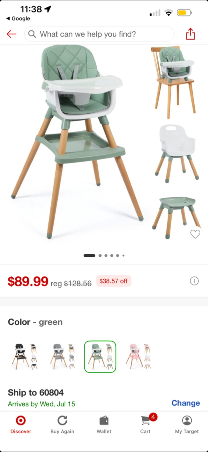 HWEye Baby High Chair - Green