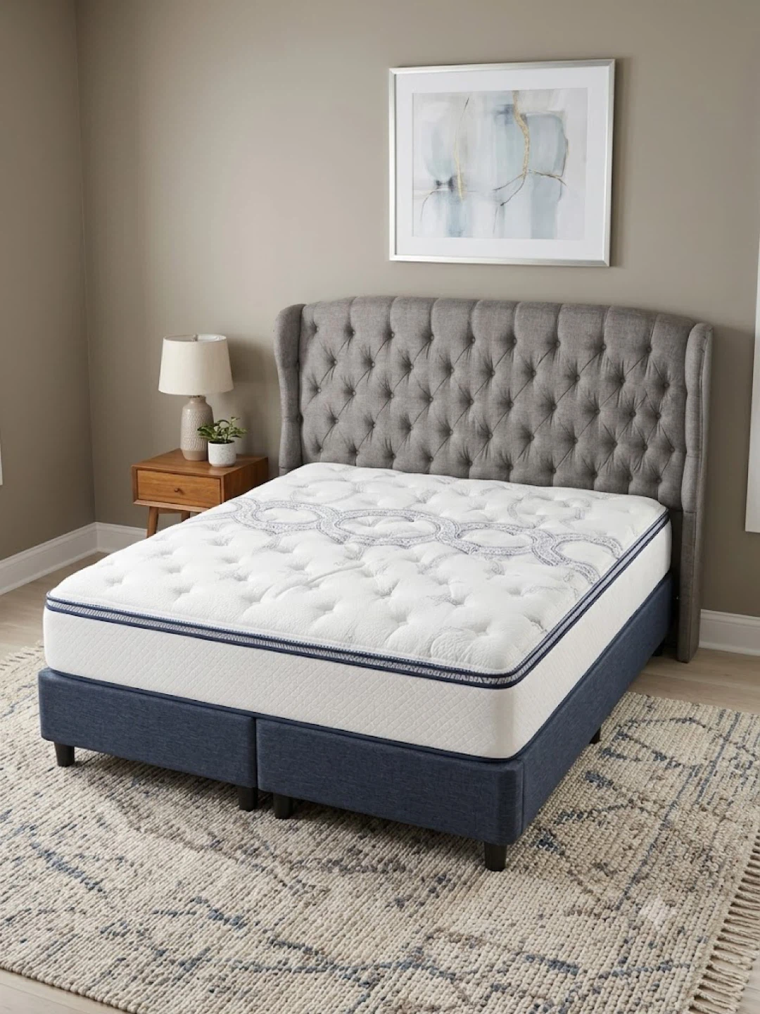 KING SIZE Bed Set - Headboard, Box Spring, Frame & Mattress