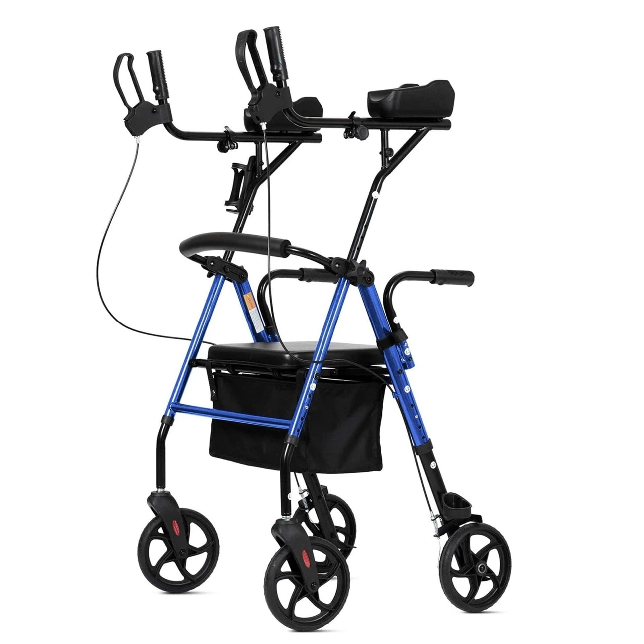 Blue Adjustable Walker with Seat and Basket