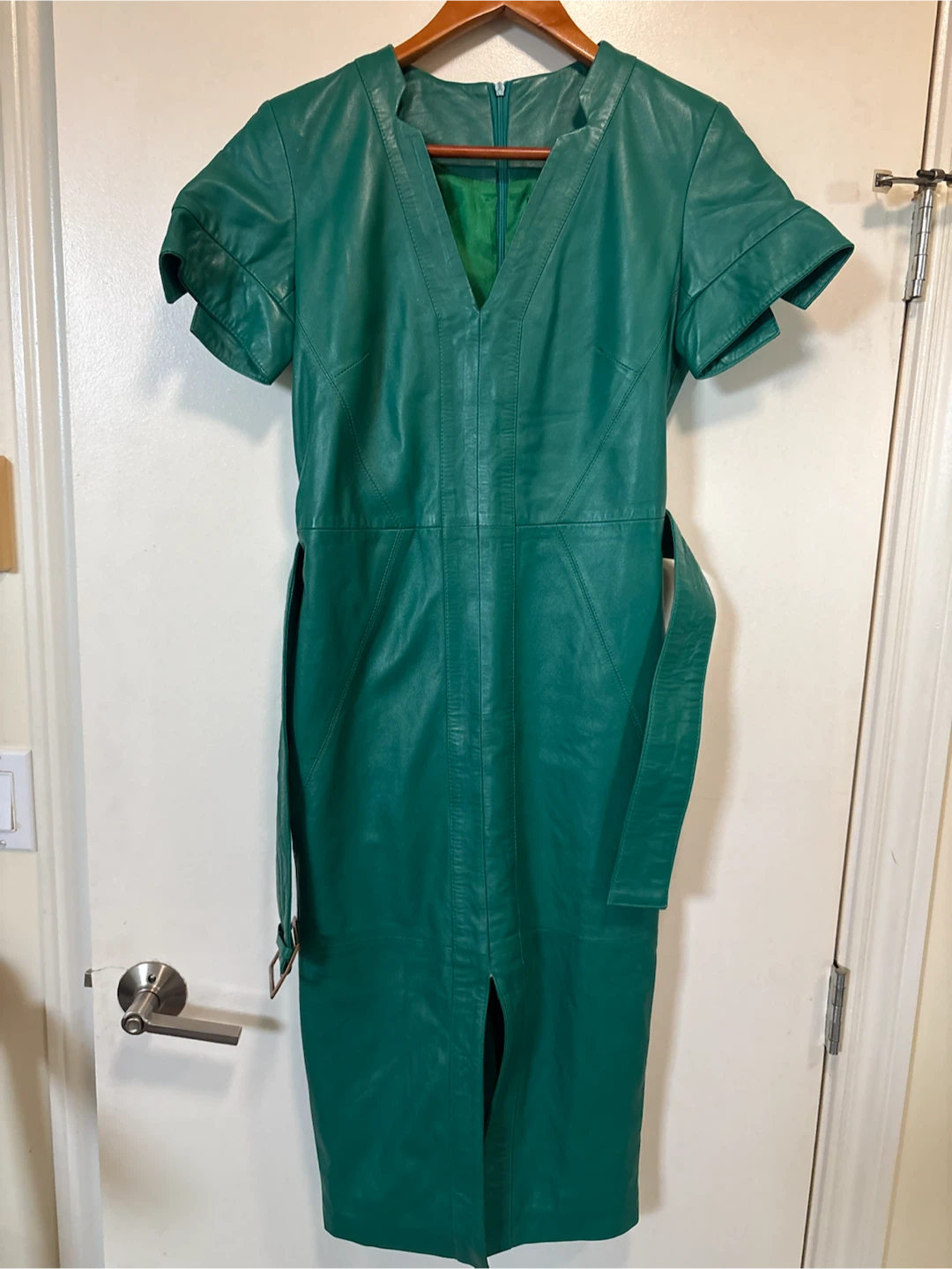 Karen Millen Original Forever Leather Green Dress