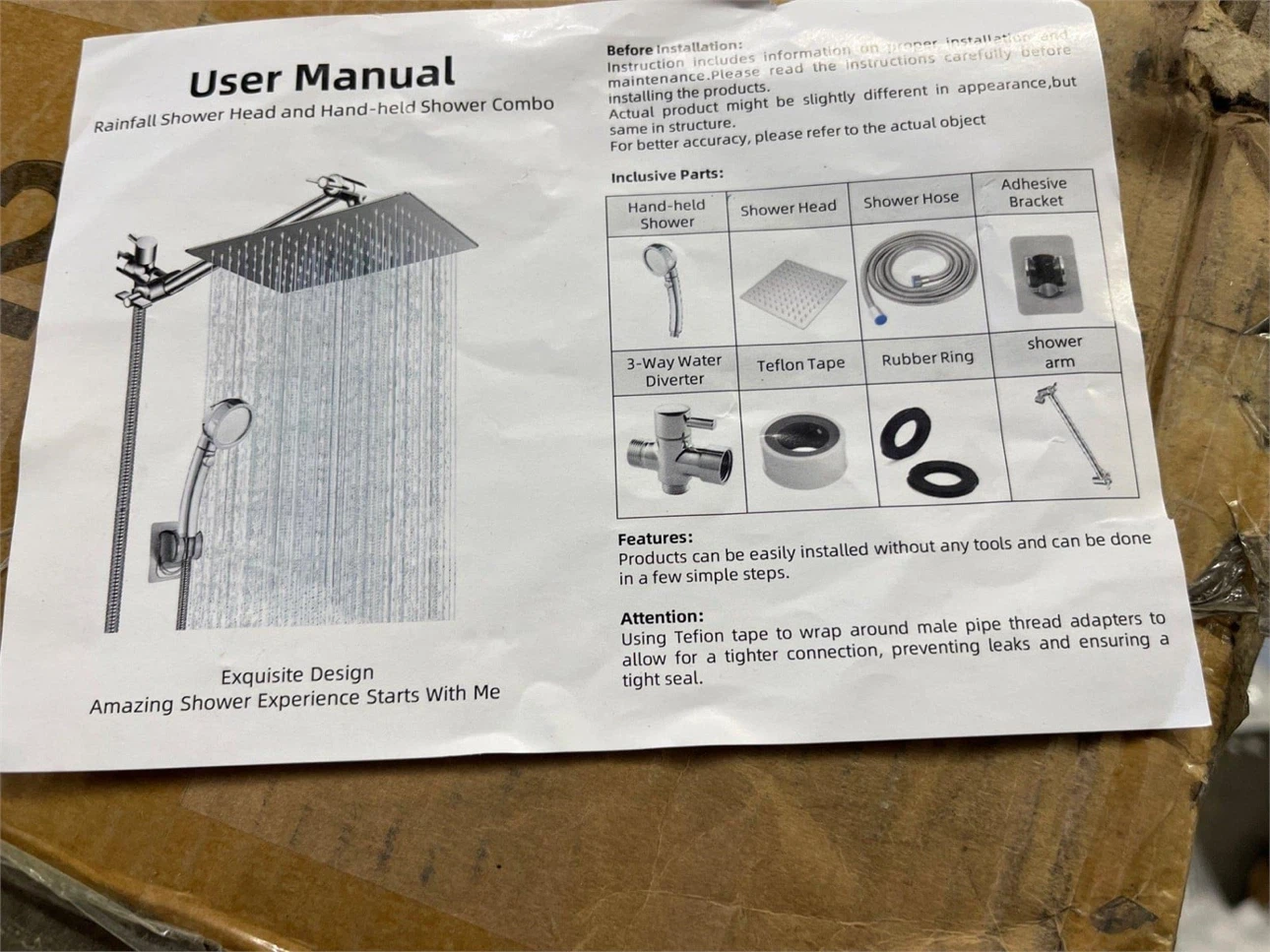 Rainfall Shower Head and Hand-held Shower Combo - photo 4