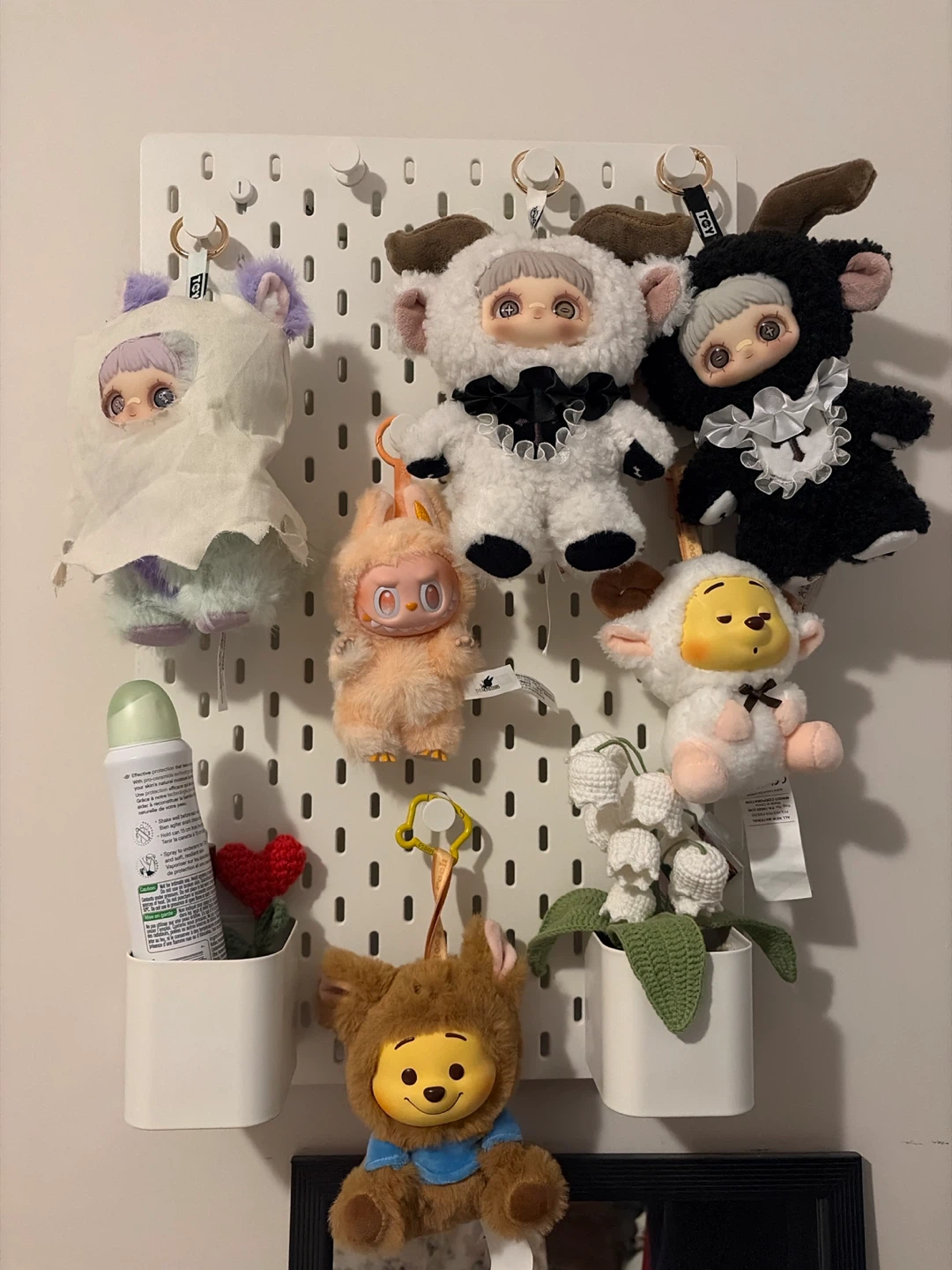 Labubu, Winnie the Pooh and Maymei keychains