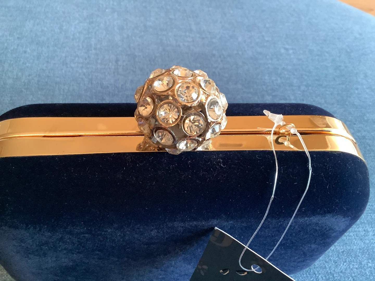 Hijean Navy Blue Evening Clutch w Gold Col Shoulder Chain 🐞 - photo 4