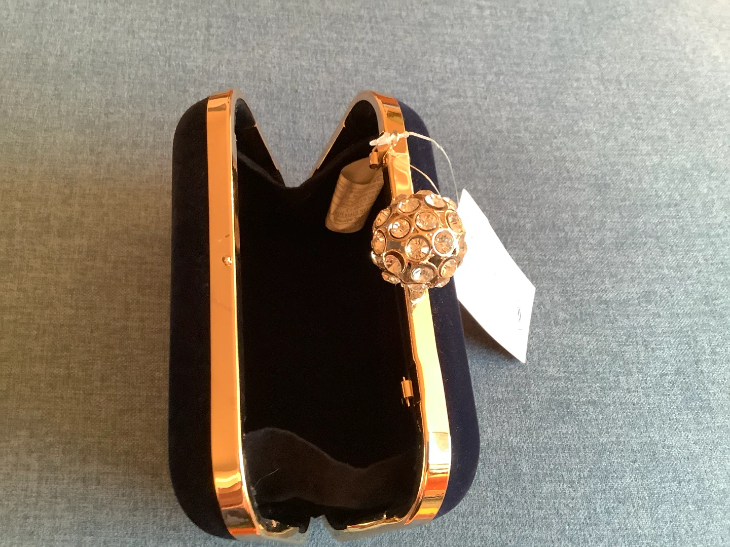 Hijean Navy Blue Evening Clutch w Gold Col Shoulder Chain 🐞 - photo 5