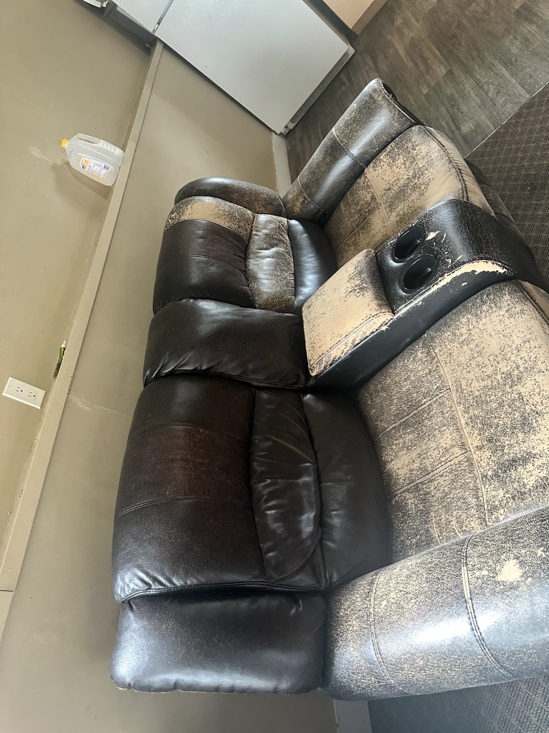 Brown Loveseat Recliner with Cup Holders - photo 2