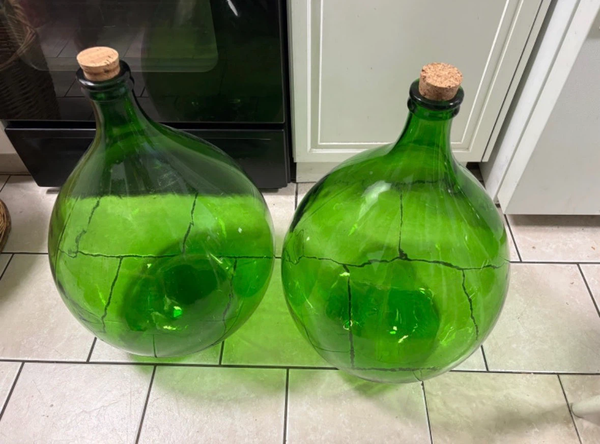Large Green Glass Demijohn Bottle - photo 2