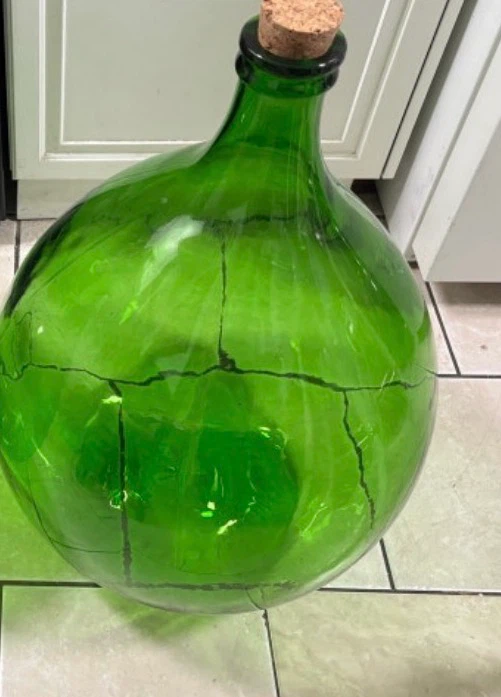 Large Green Glass Demijohn Bottle - photo 3