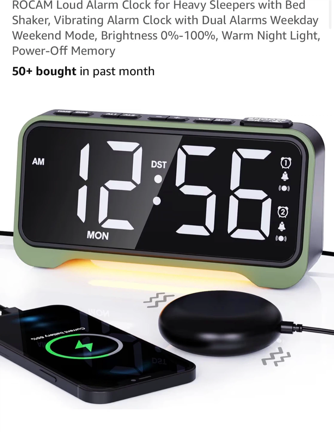 Bed Shaker Vibrating Alarm Clock
