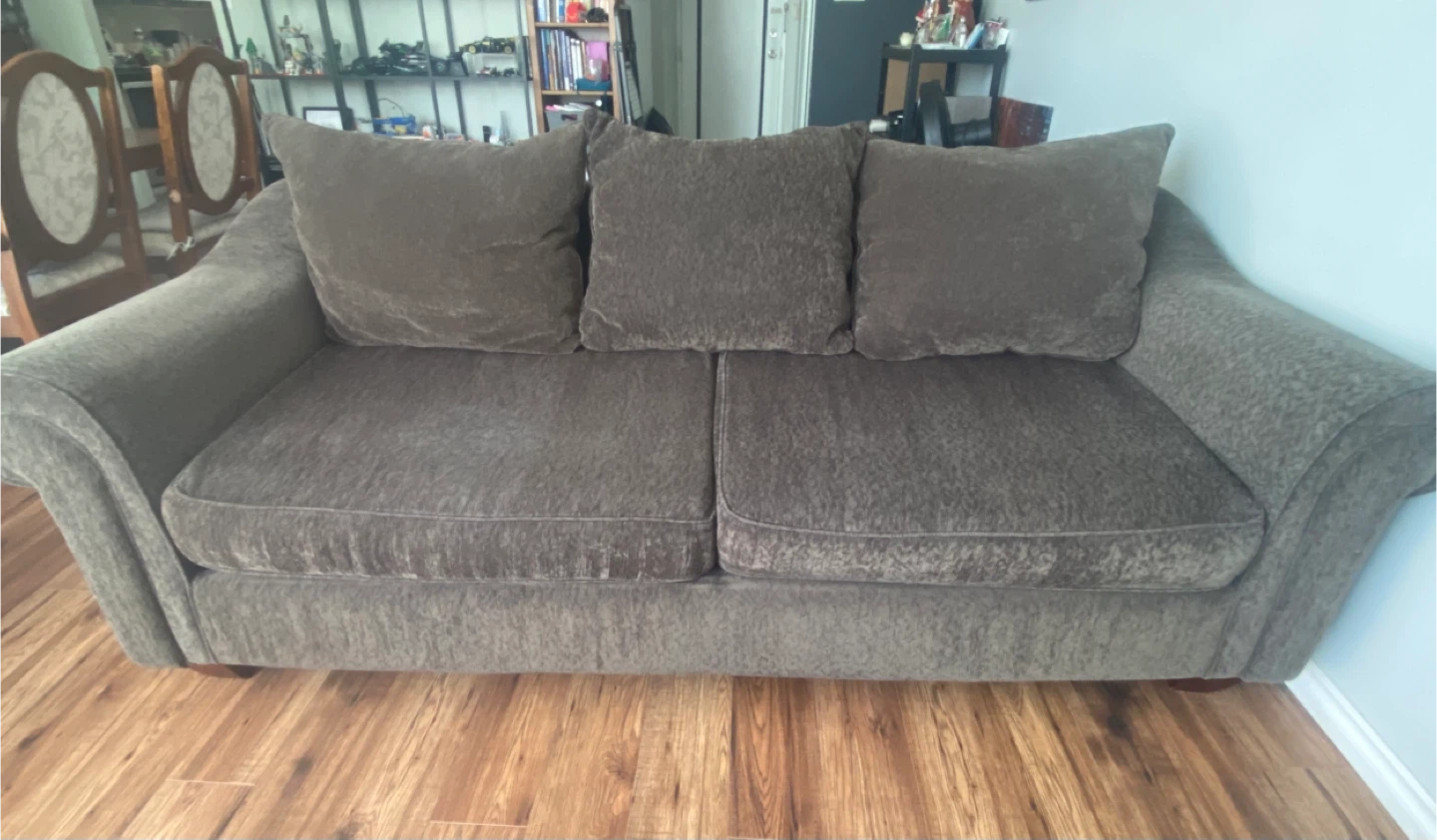 Brown Sofa with Three Cushions
