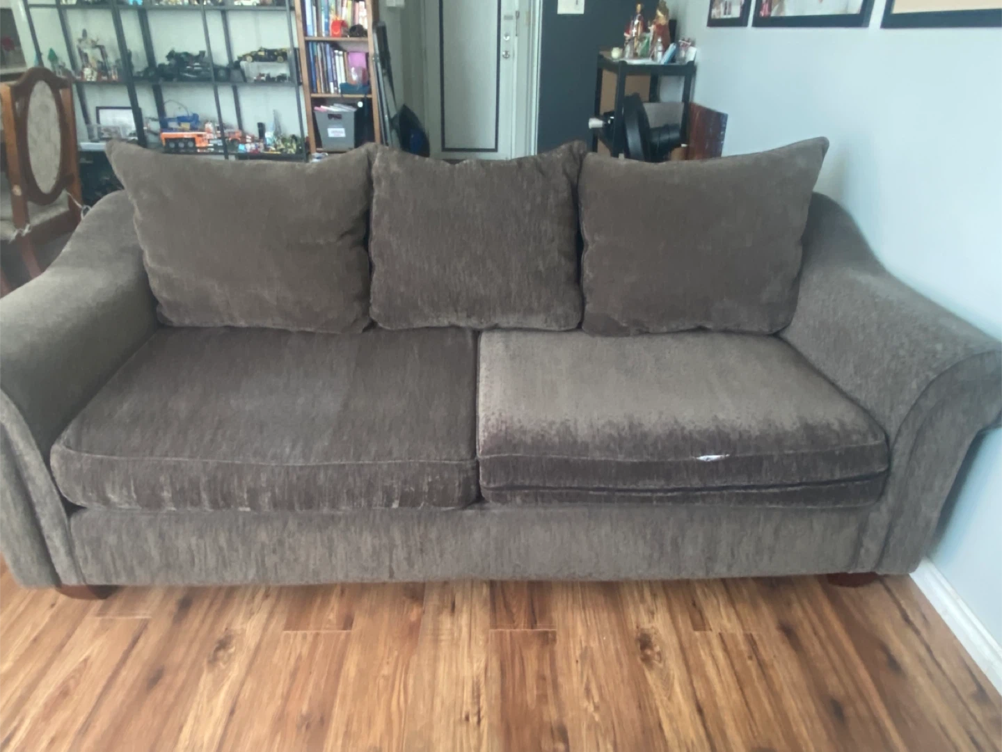Brown Sofa with Three Cushions - photo 2
