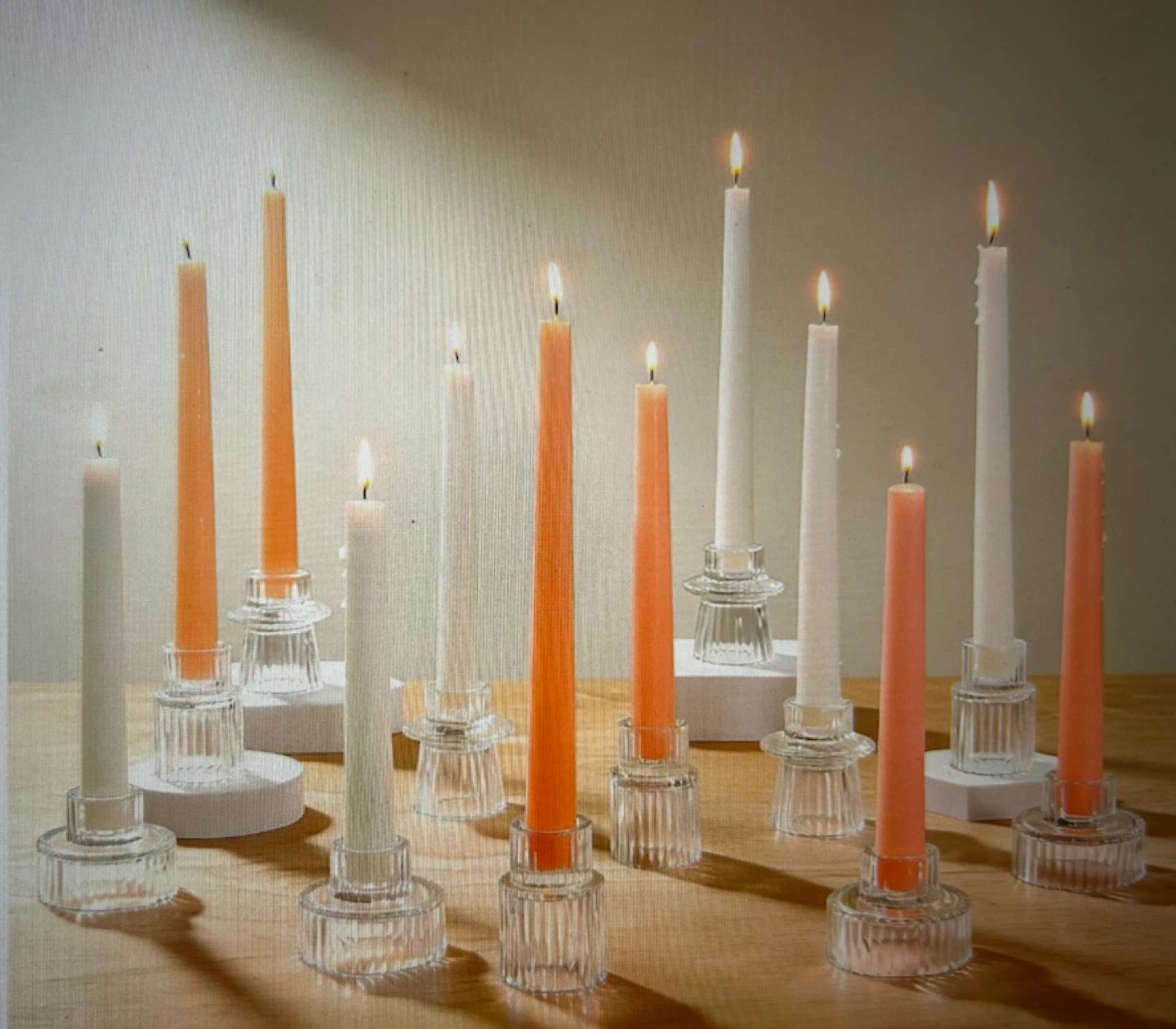 Glass Candlestick Holders (Set of 12)