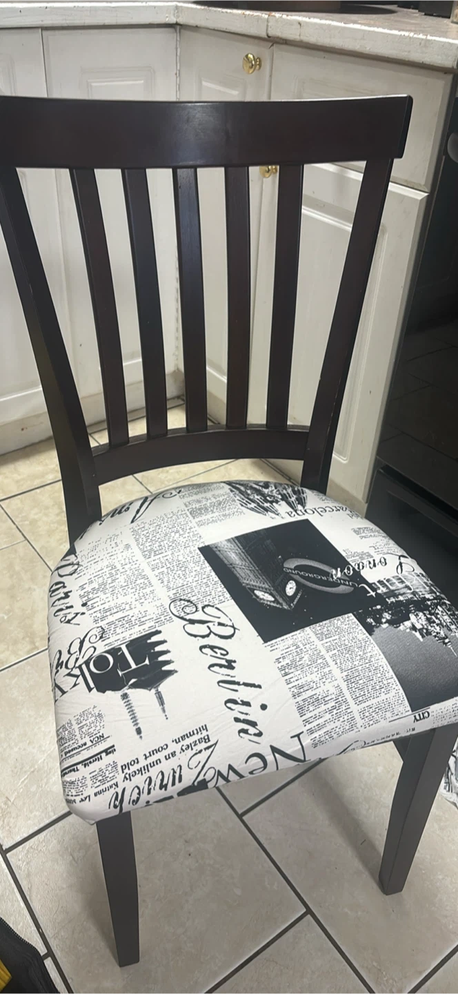 Dining Chairs with Newspaper City Print Seat - Set of 2 - photo 3