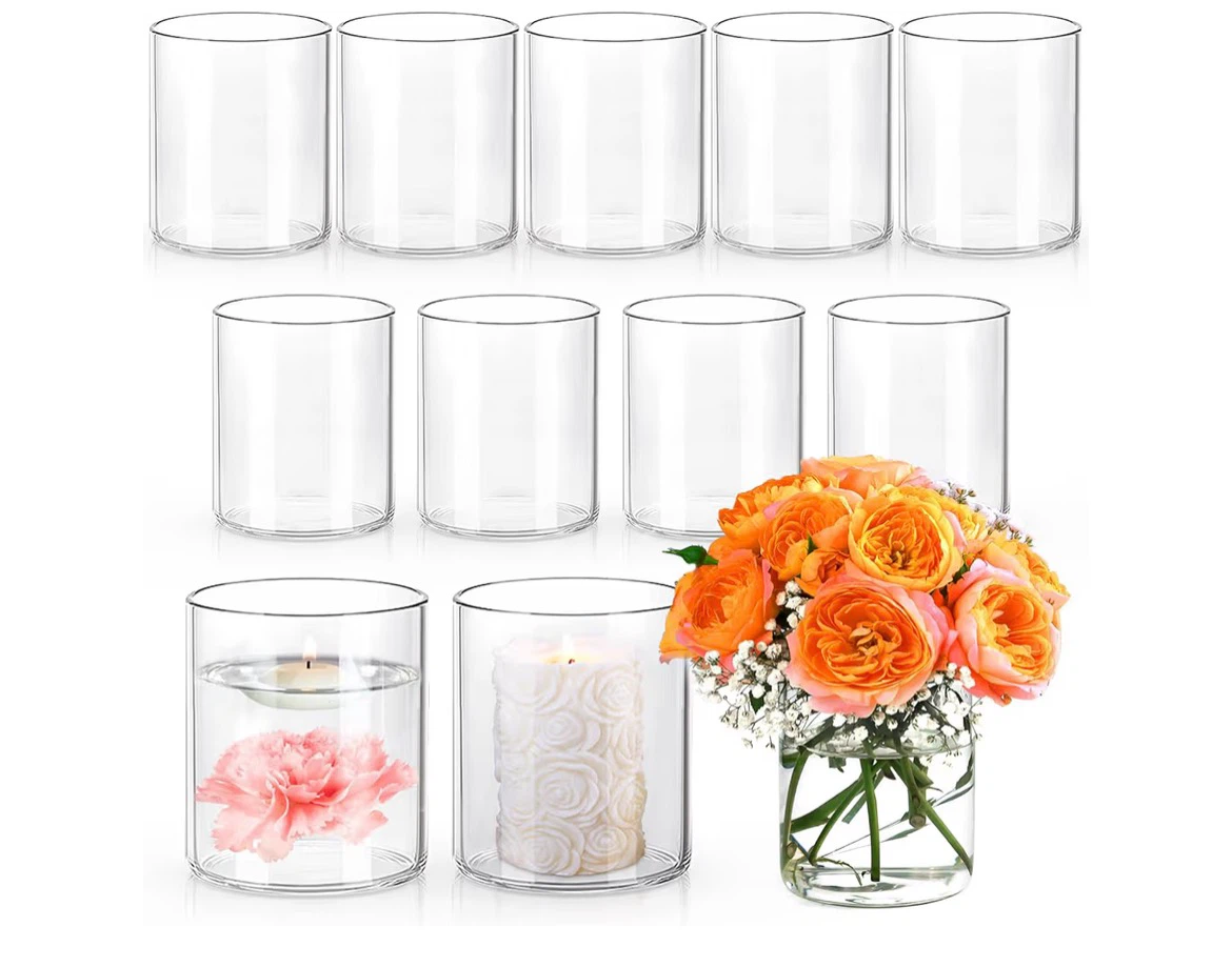 12 Clear Glass Cylindrical Vases - photo 5