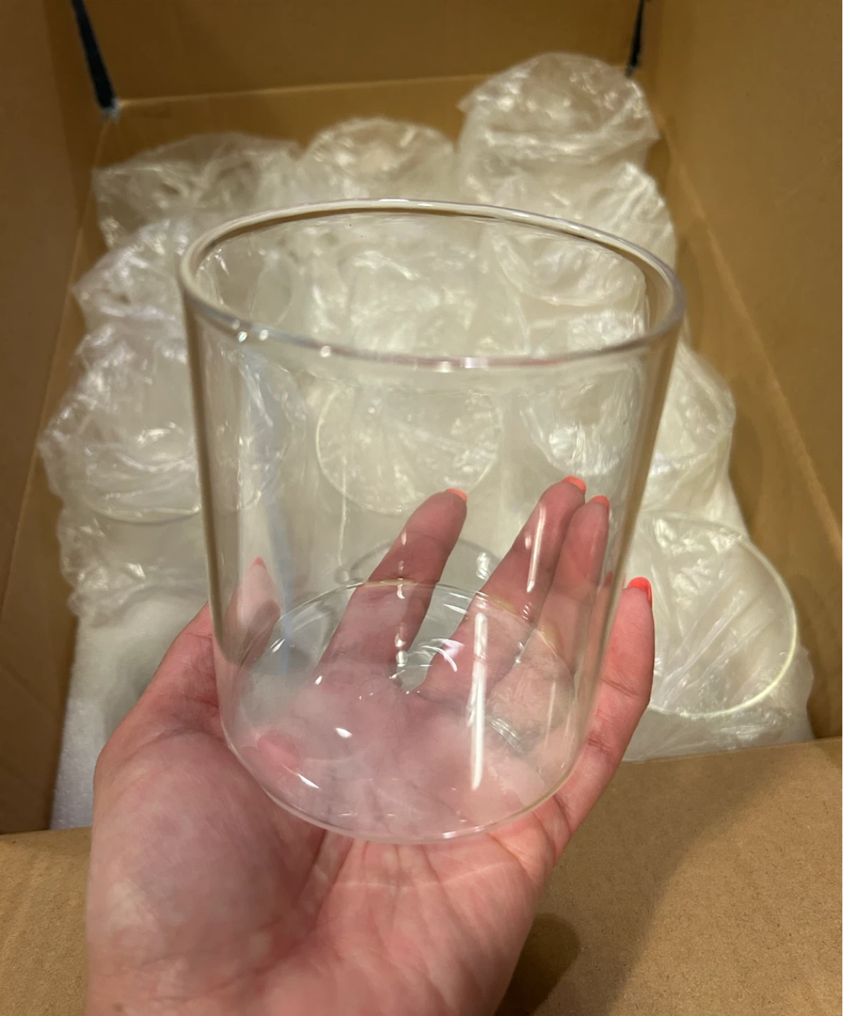 12 Clear Glass Cylindrical Vases