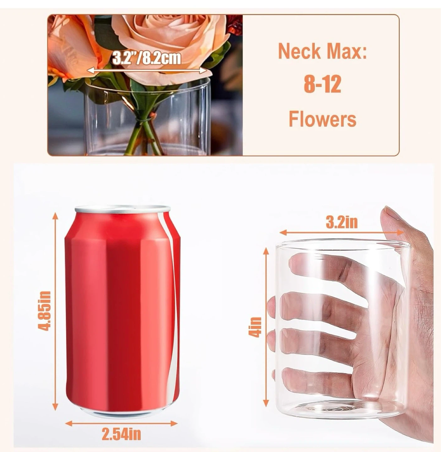 12 Clear Glass Cylindrical Vases - photo 4