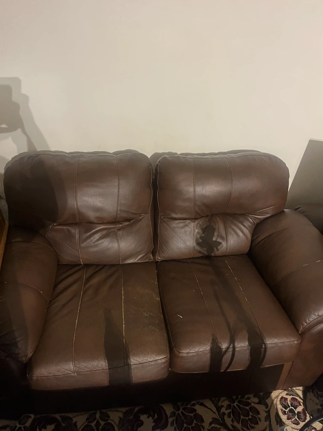 Brown Leather Loveseat Sofa