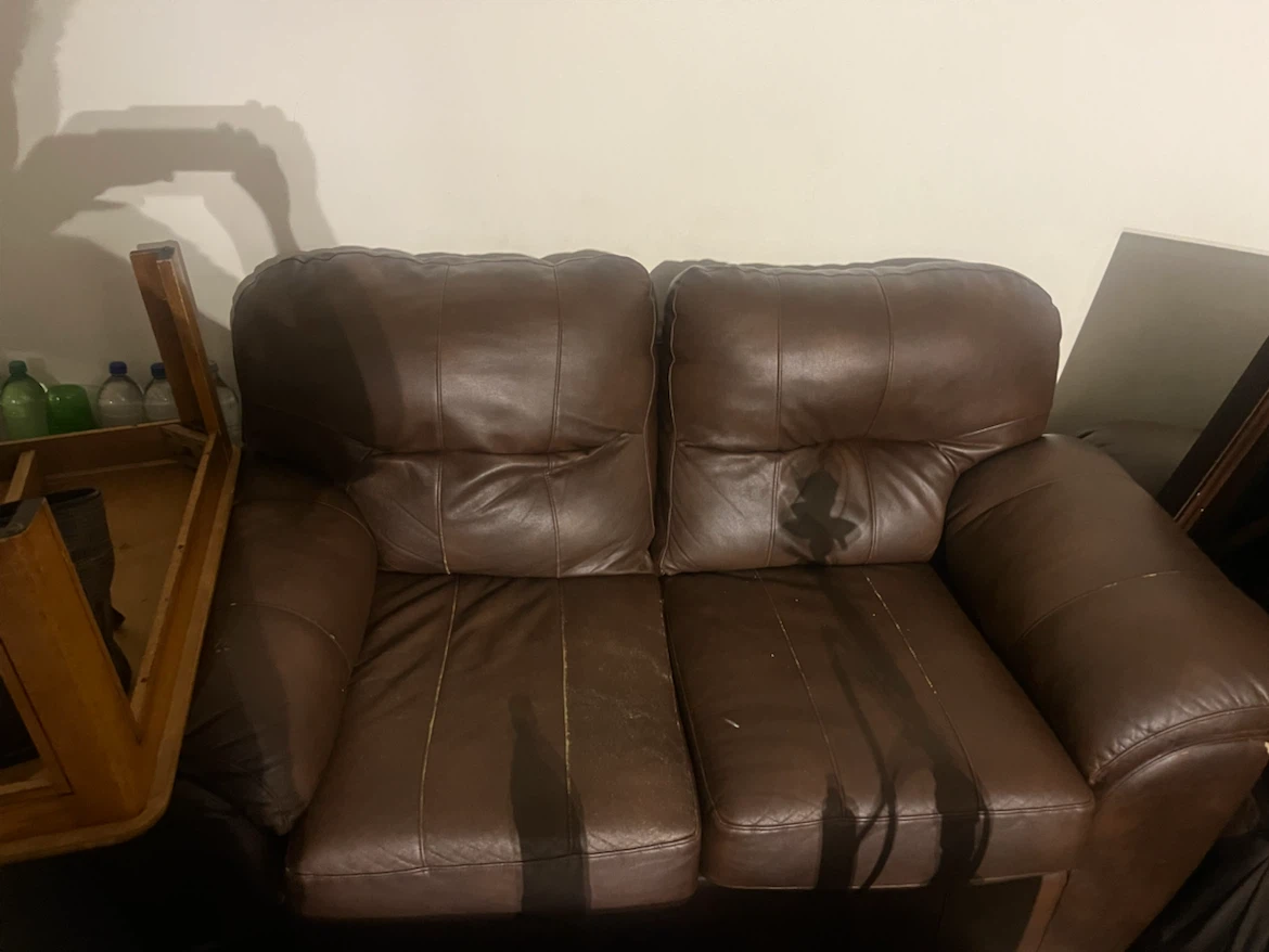 Brown Leather Loveseat Sofa - photo 2