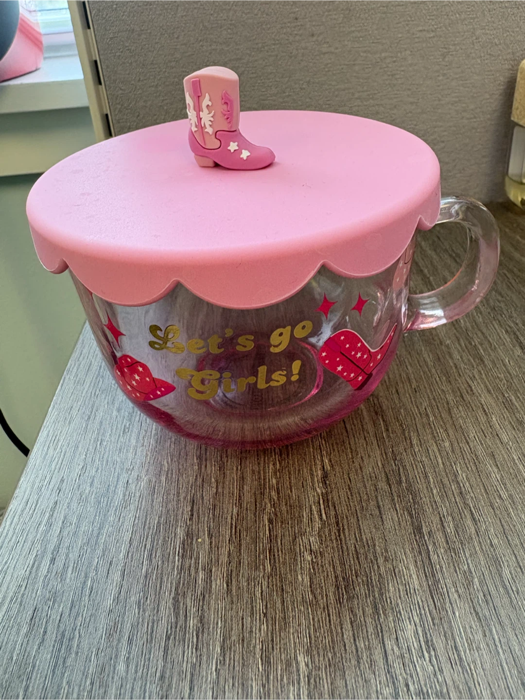 Pink Cowboy Boot Bowl with Lid