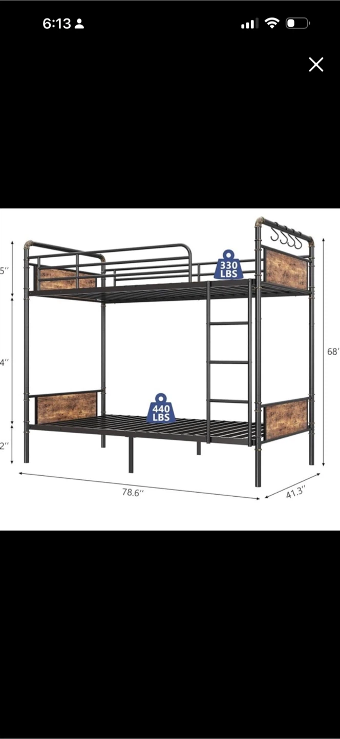 Metal Bunk Bed Twin Over Twin like new